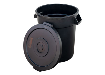 130L HEAVY-DUTY RUBBISH BIN WITH LID BLACK