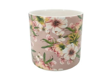DELICATE FLOWER CYLINDER POT PINK SMALL