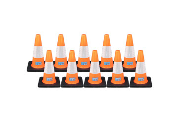 10X 450MM REFLECTIVE SAFETY CONE 